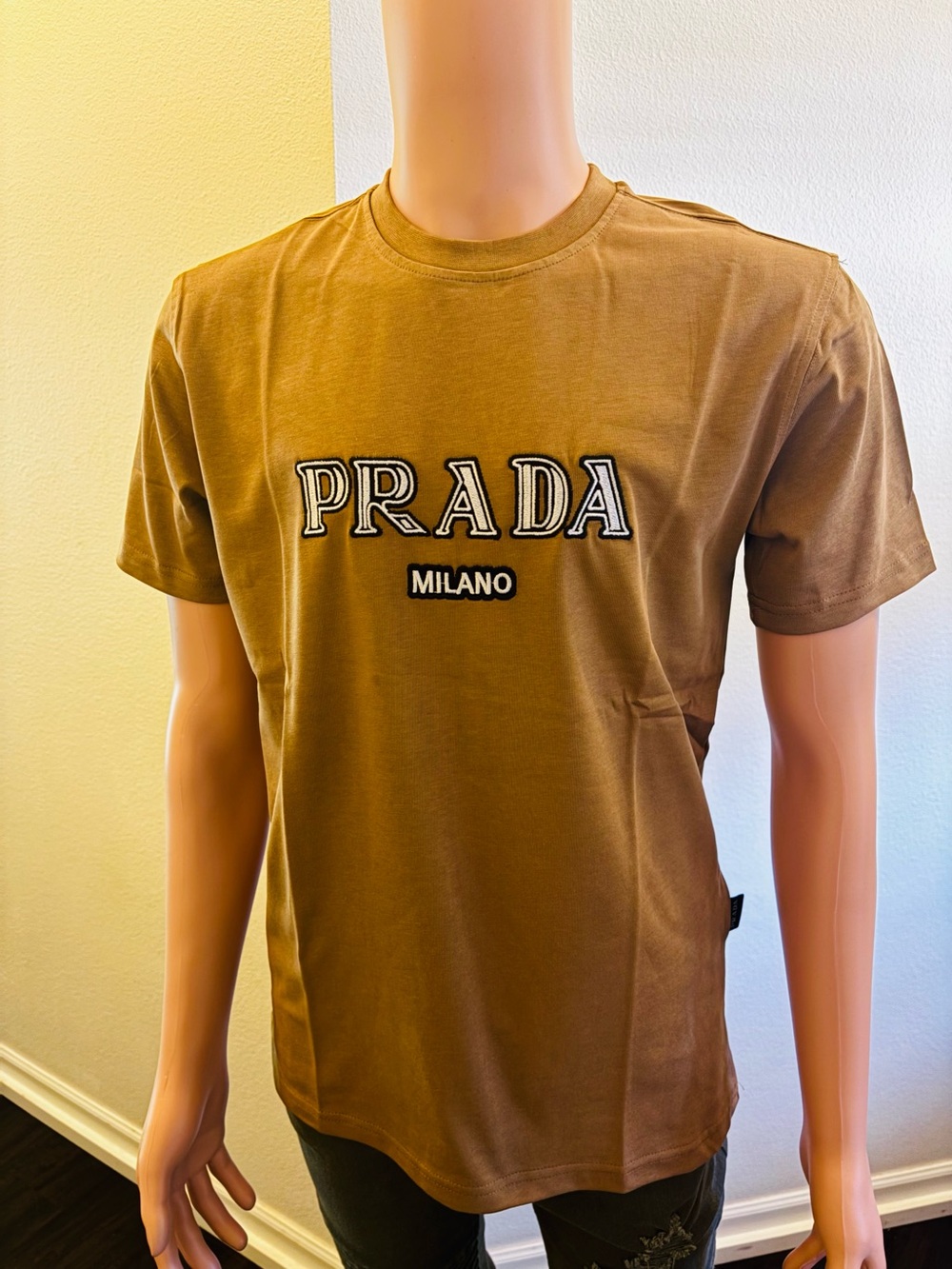 Prada Brown Milano Logo Short-Sleeve Tee